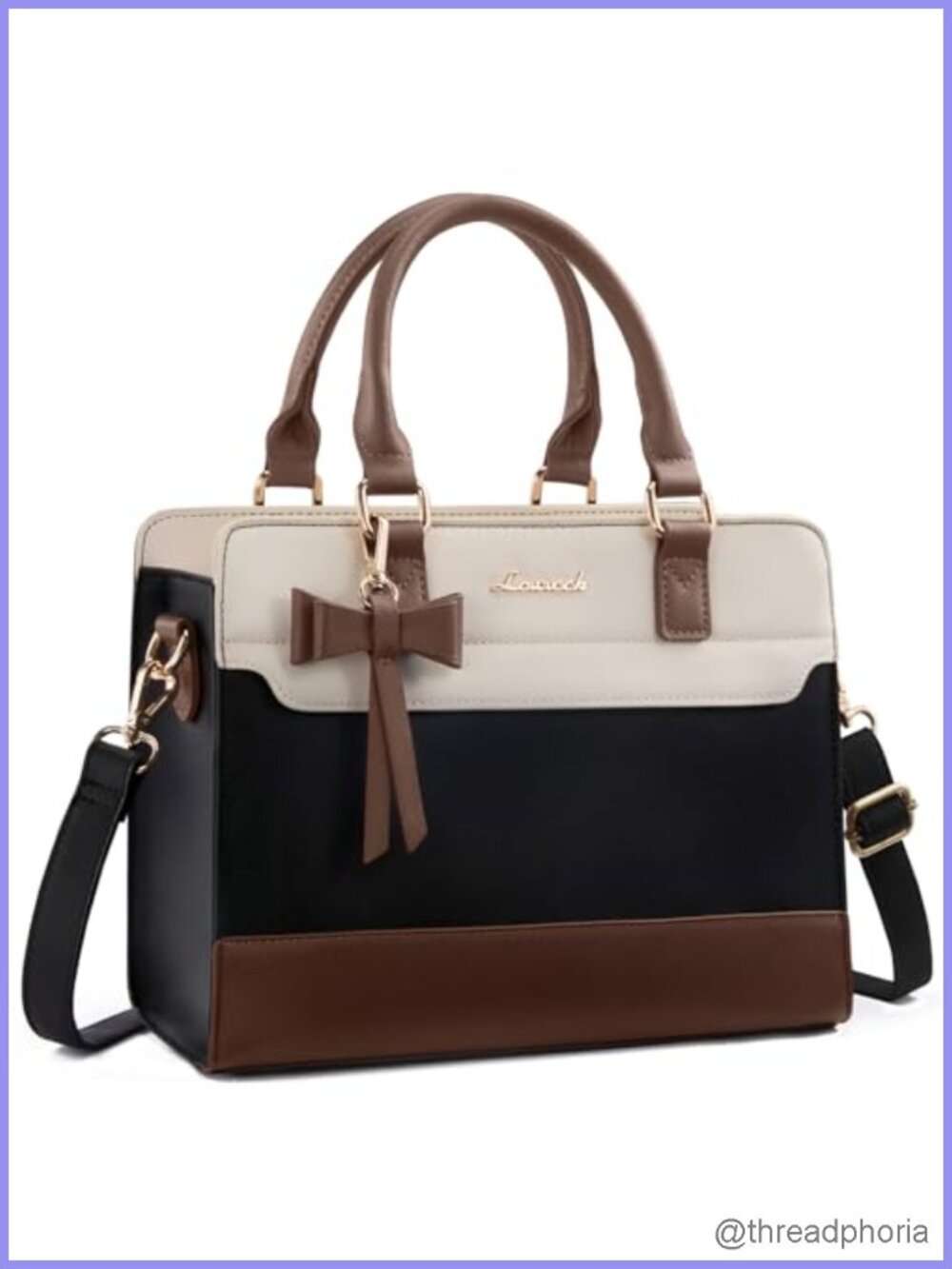 PU Leather Satchel Handbag with Bowknot – Women's Tote Shoulder Crossbody Purse